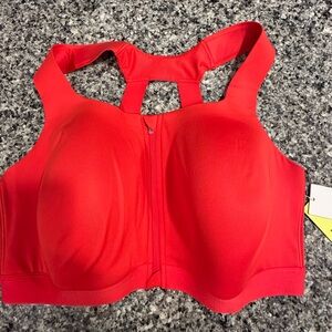All in Motion Vibrant Red Women's Sculpt High Support Zip Front Sports Bra NWT
